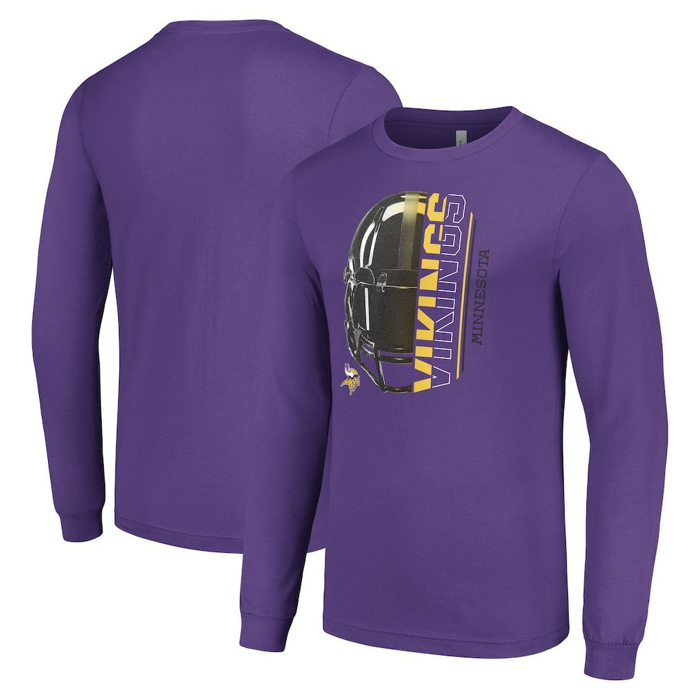 Minnesota Vikings Starter Half Helmet Logo Long Sleeve T-Shirt Purple - NFL