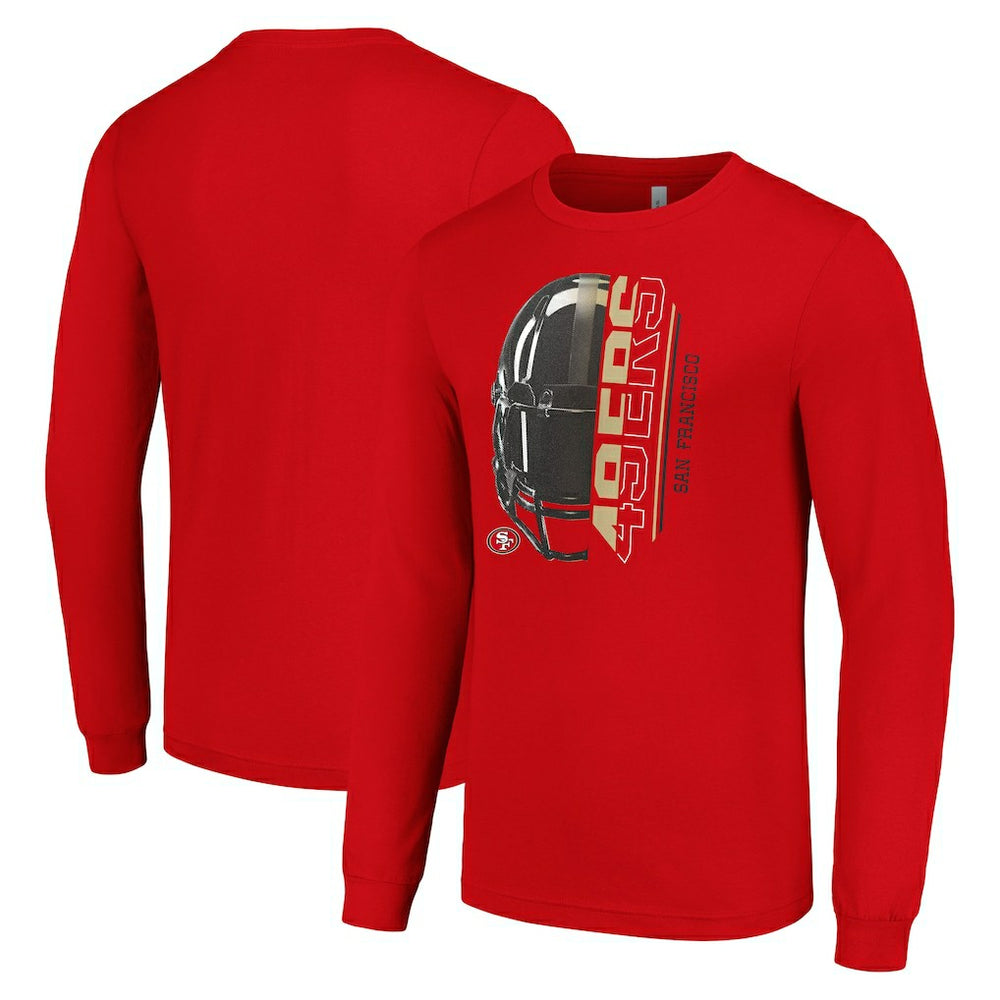 San Francisco 49ers Starter Half Helmet Logo Long Sleeve T-Shirt Scarlet - NFL