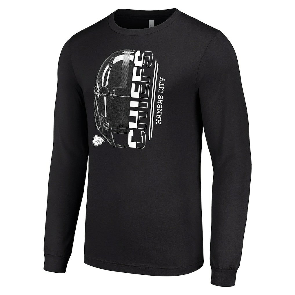 Kansas City Chiefs Starter Half Helmet Logo Long Sleeve T-Shirt Black - NFL
