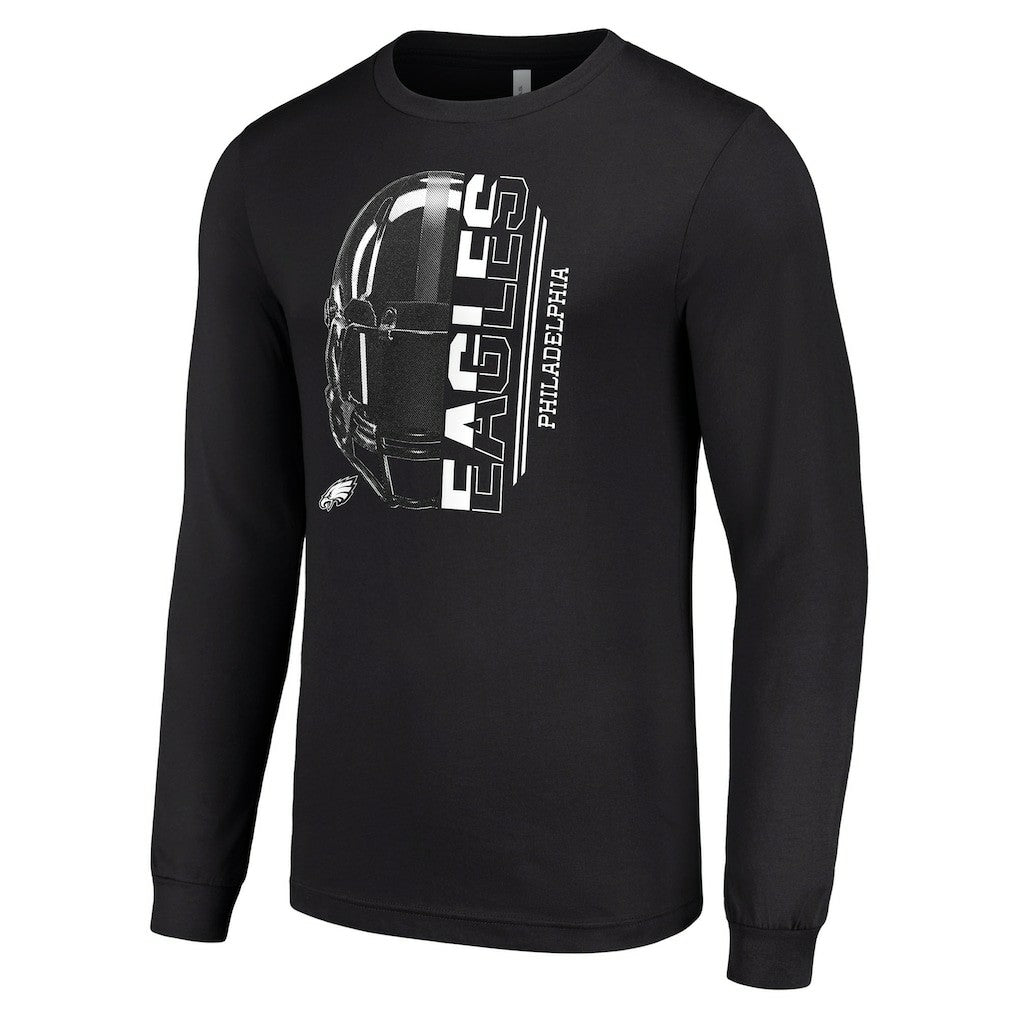 Philadelphia Eagles Starter Half Helmet Logo Long Sleeve T-Shirt Black - NFL