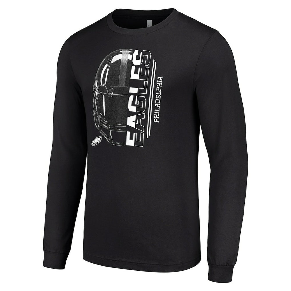 Philadelphia Eagles Starter Half Helmet Logo Long Sleeve T-Shirt Black - NFL