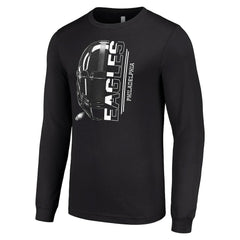 Philadelphia Eagles Starter Half Helmet Logo Long Sleeve T-Shirt Black - NFL