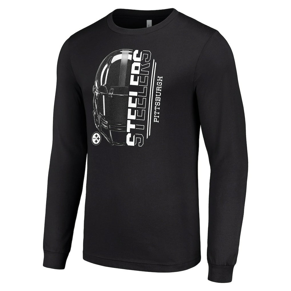Pittsburgh Steelers Starter Half Helmet Logo Long Sleeve T-Shirt Black - NFL