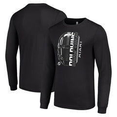 Miami Dolphins Starter Half Helmet Logo Long Sleeve T-Shirt Black - NFL