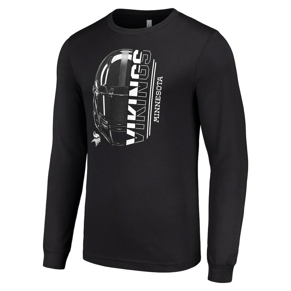 Minnesota Vikings Starter Half Helmet Logo Long Sleeve T-Shirt Black - NFL