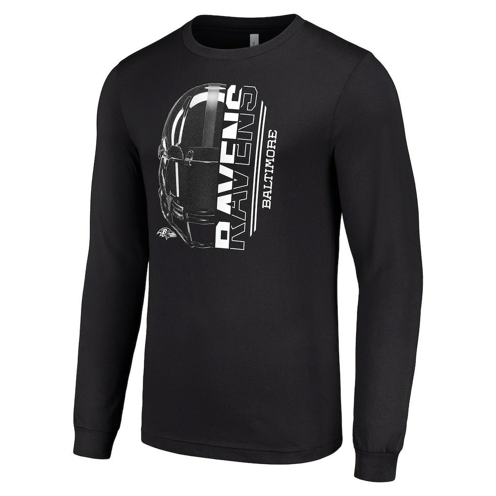 Baltimore Ravens Starter Half Helmet Logo Long Sleeve T-Shirt Black - NFL