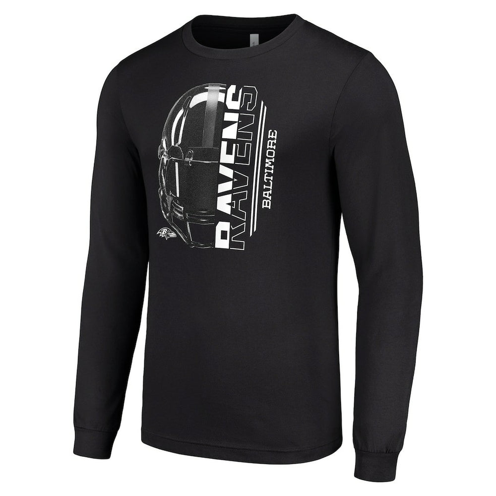 Baltimore Ravens Starter Half Helmet Logo Long Sleeve T-Shirt Black - NFL