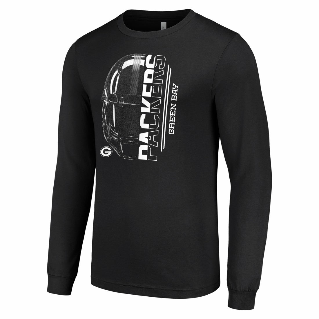 Green Bay Packers Starter Half Helmet Logo Long Sleeve T-Shirt Black - NFL