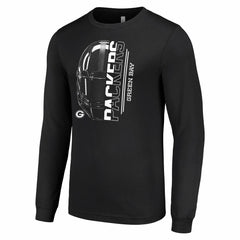 Green Bay Packers Starter Half Helmet Logo Long Sleeve T-Shirt Black - NFL