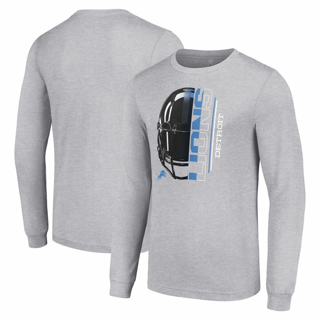 Detroit Lions Starter Half Helmet Logo Long Sleeve Heathered T-Shirt Heather Gray - NFL