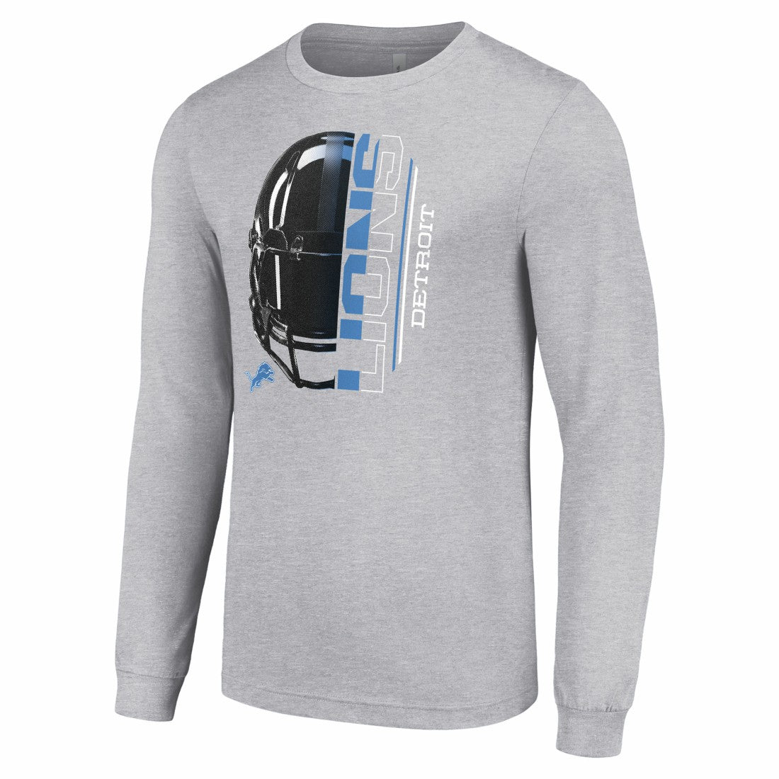 Detroit Lions Starter Half Helmet Logo Long Sleeve Heathered T-Shirt Heather Gray - NFL