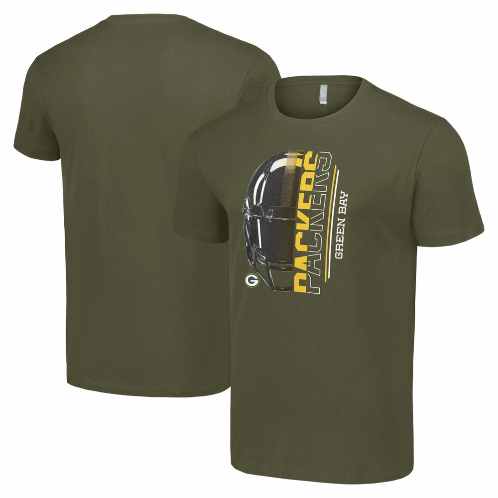 Green Bay Packers Starter Half Helmet Logo T-Shirt Olive - NFL