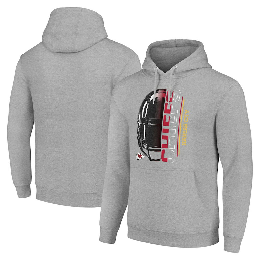 Kansas City Chiefs Starter Unisex Half Helmet Logo Pullover Hoodie Heather Gray - NFL