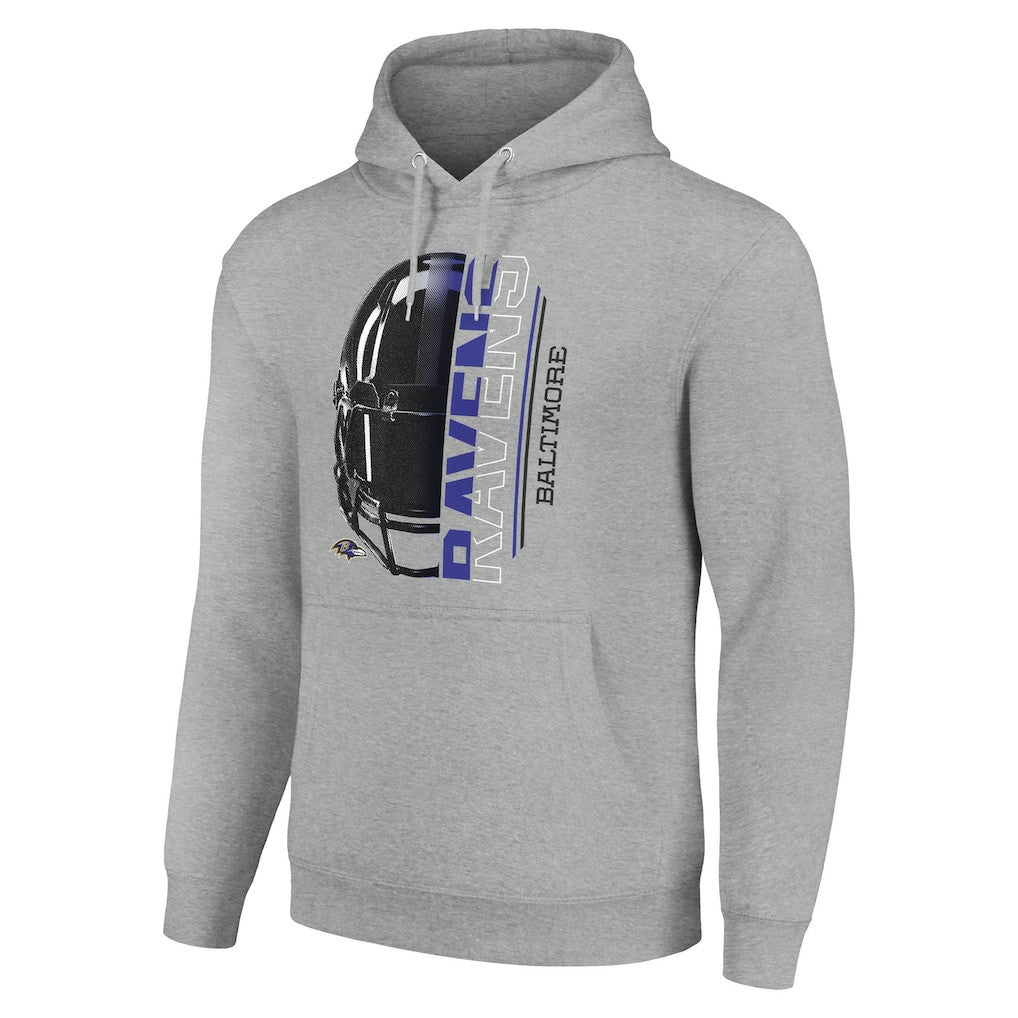 Baltimore Ravens Starter Unisex Half Helmet Logo Pullover Hoodie Heather Gray - NFL