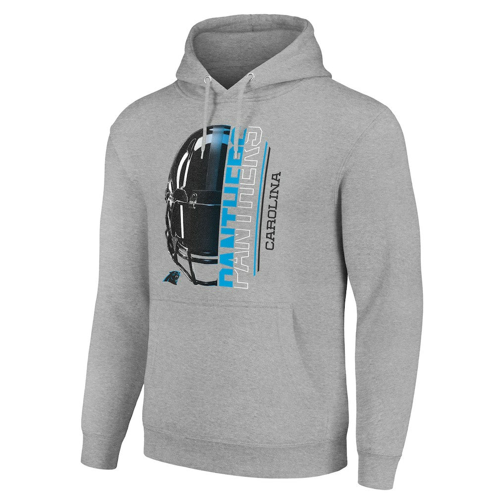 Carolina Panthers Starter Unisex Half Helmet Logo Pullover Hoodie Heather Gray - NFL