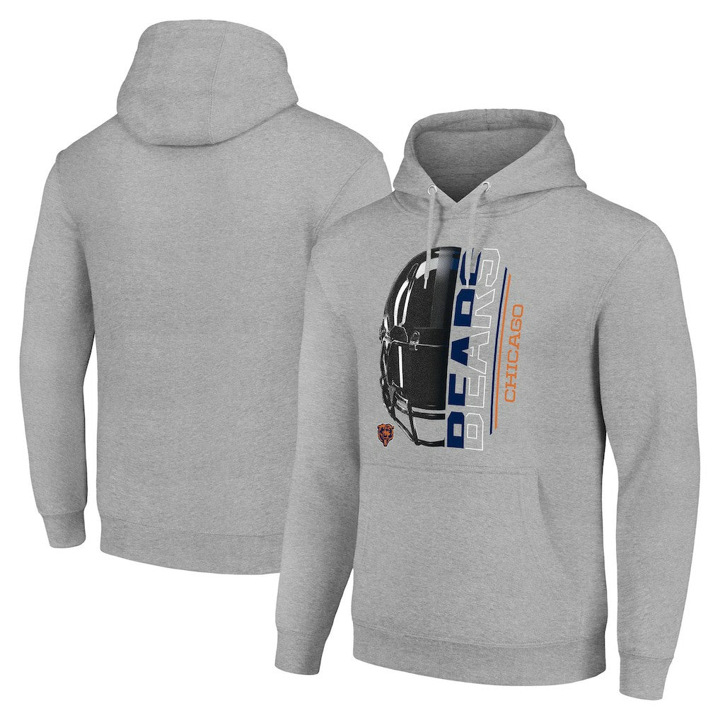 Chicago Bears Starter Unisex Half Helmet Logo Pullover Hoodie Heather Gray - NFL