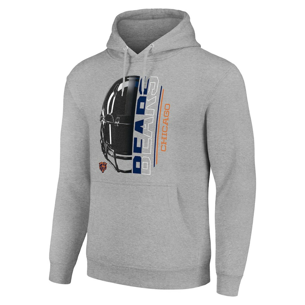 Chicago Bears Starter Unisex Half Helmet Logo Pullover Hoodie Heather Gray - NFL