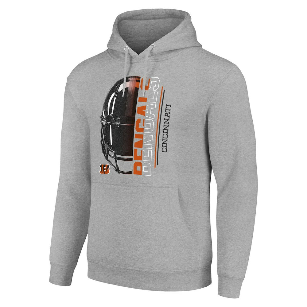 Cincinnati Bengals Starter Unisex Half Helmet Logo Pullover Hoodie Heather Gray - NFL
