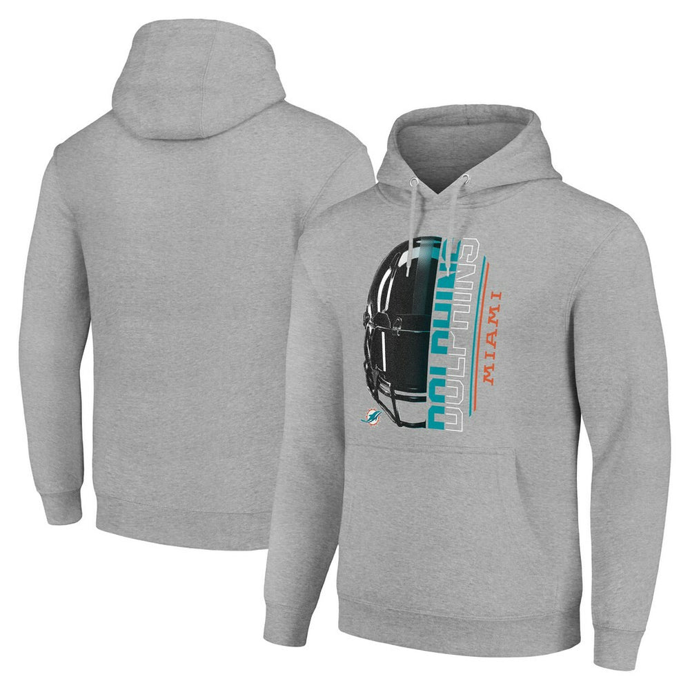Miami Dolphins Starter Unisex Half Helmet Logo Pullover Hoodie Heather Gray - NFL
