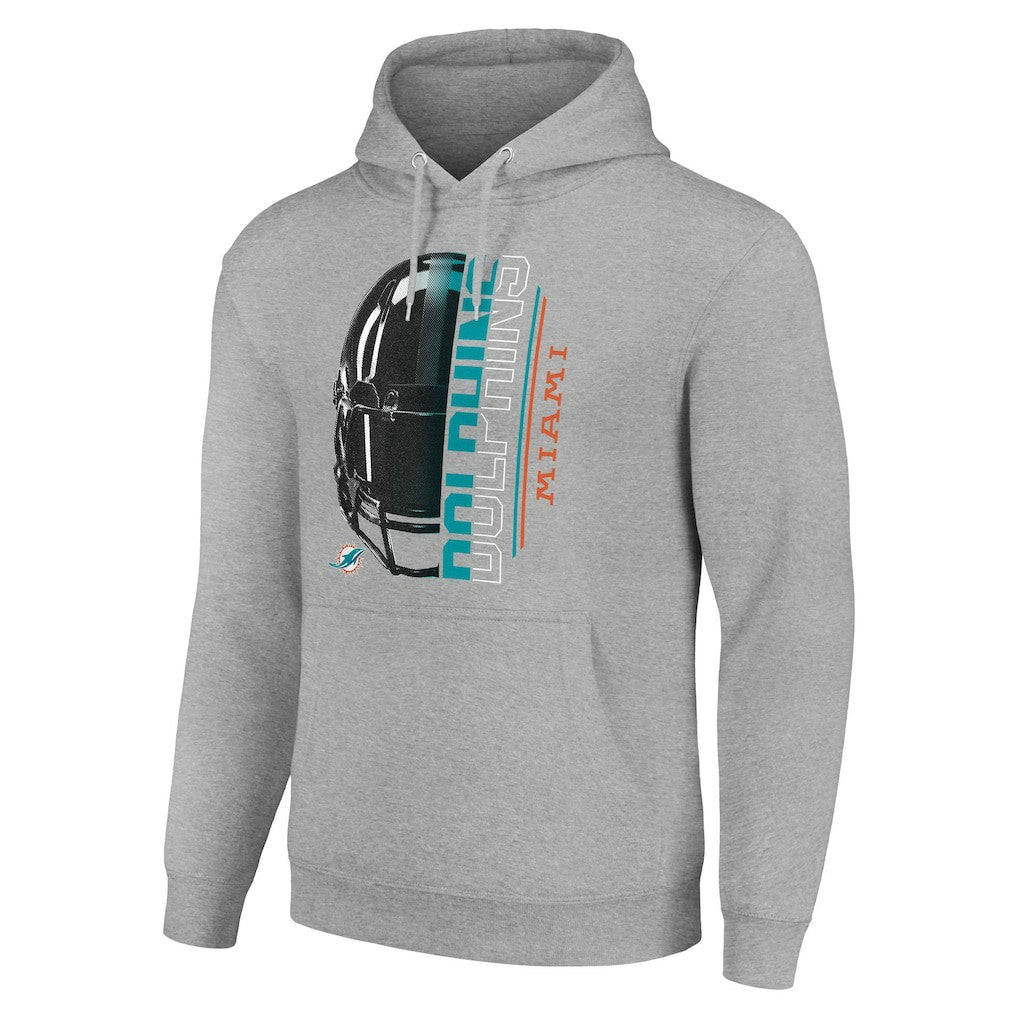Miami Dolphins Starter Unisex Half Helmet Logo Pullover Hoodie Heather Gray - NFL
