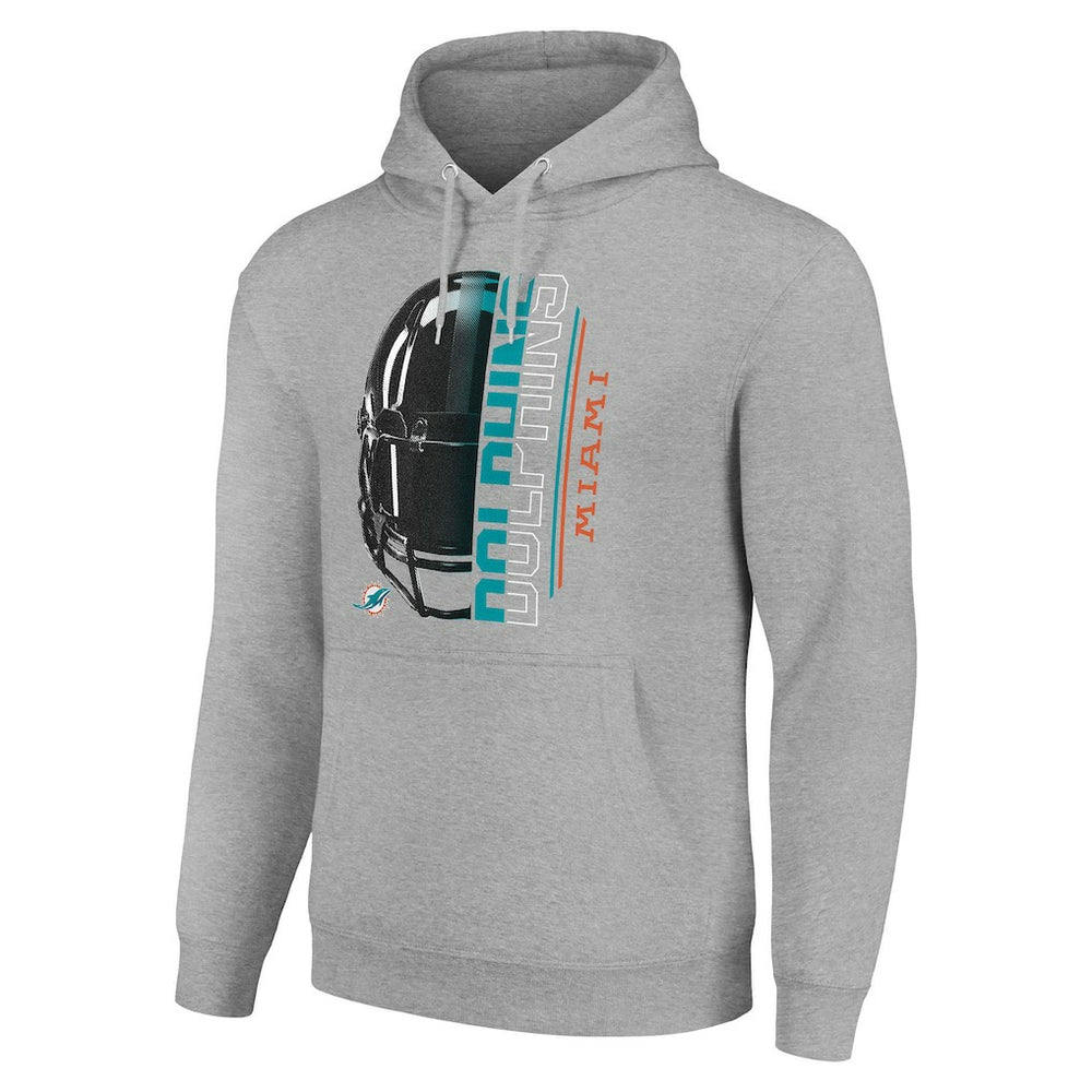 Miami Dolphins Starter Unisex Half Helmet Logo Pullover Hoodie Heather Gray - NFL