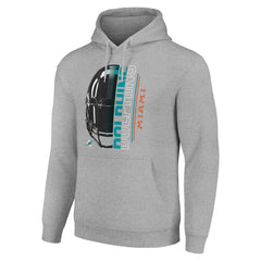 Miami Dolphins Starter Unisex Half Helmet Logo Pullover Hoodie Heather Gray - NFL