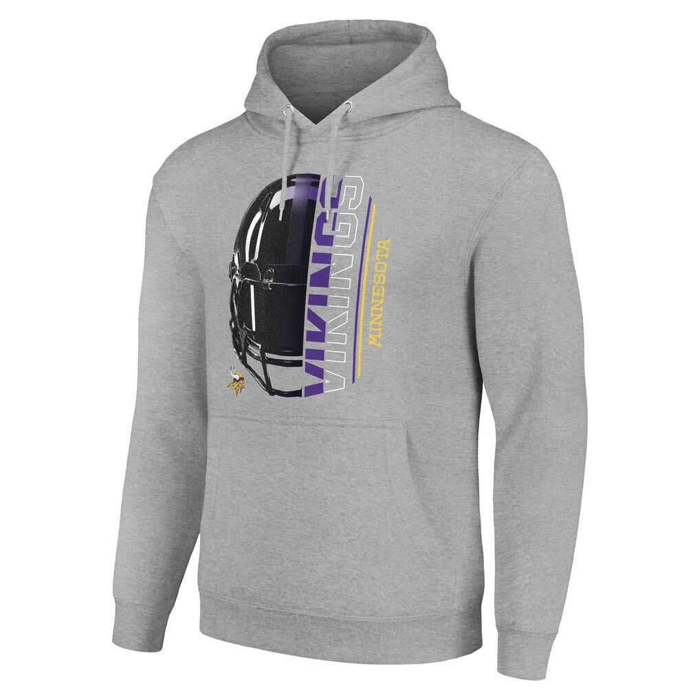 Minnesota Vikings Starter Unisex Half Helmet Logo Pullover Hoodie Heather Gray - NFL