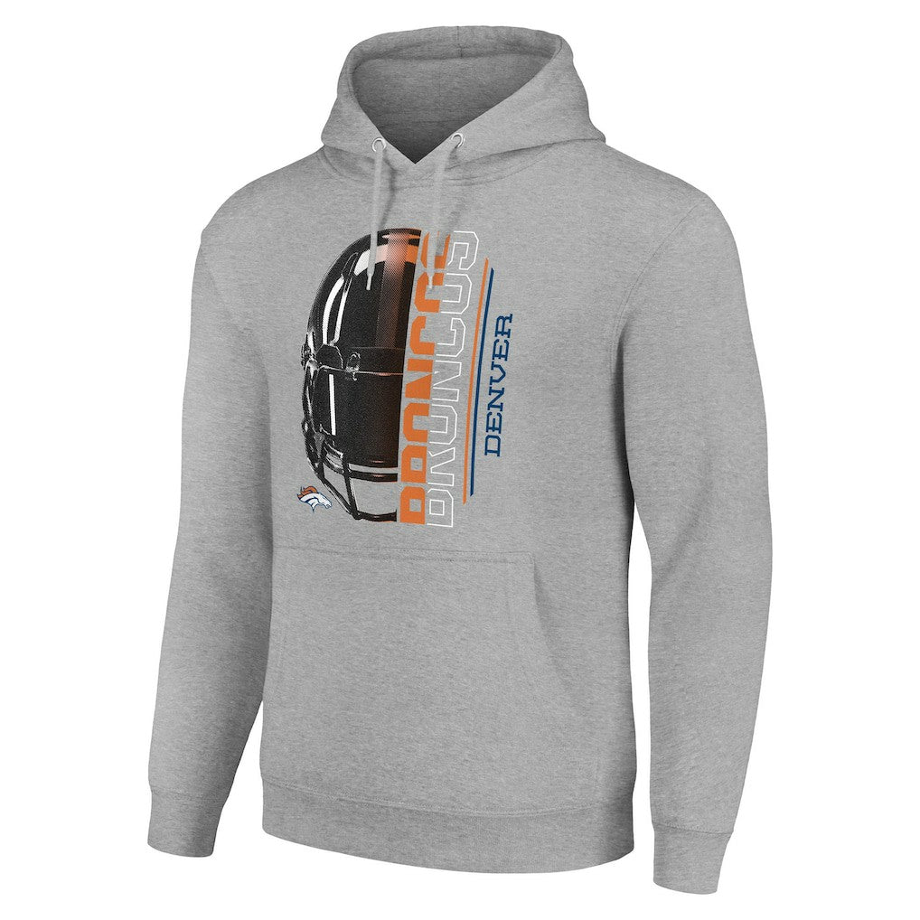 Denver Broncos Starter Unisex Half Helmet Logo Pullover Hoodie Heather Gray - NFL