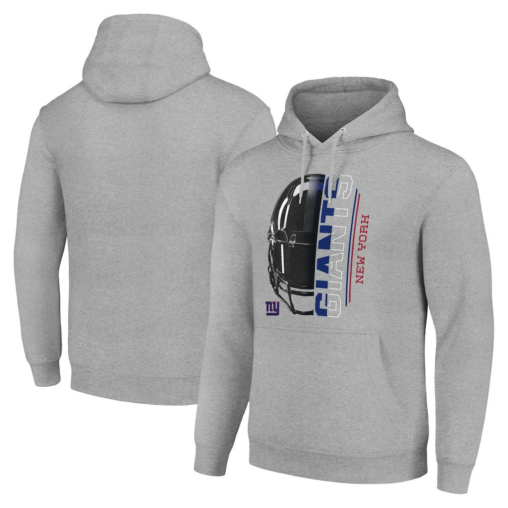 New York Giants Starter Unisex Half Helmet Logo Pullover Hoodie Heather Gray - NFL