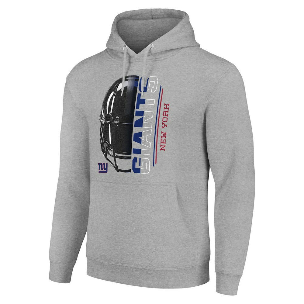 New York Giants Starter Unisex Half Helmet Logo Pullover Hoodie Heather Gray - NFL