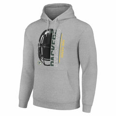 Green Bay Packers Starter Unisex Half Helmet Logo Pullover Hoodie Heather Gray - NFL