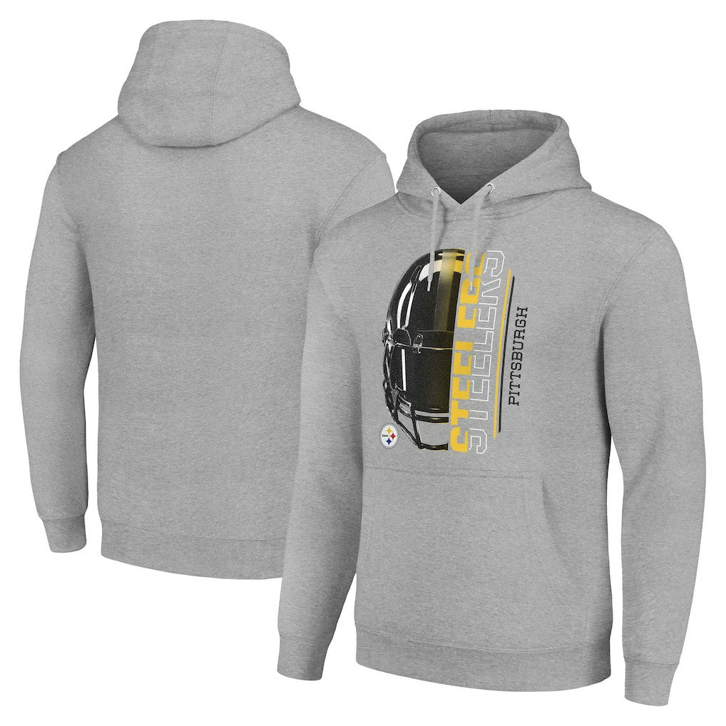 Pittsburgh Steelers Starter Unisex Half Helmet Logo Pullover Hoodie Heather Gray - NFL