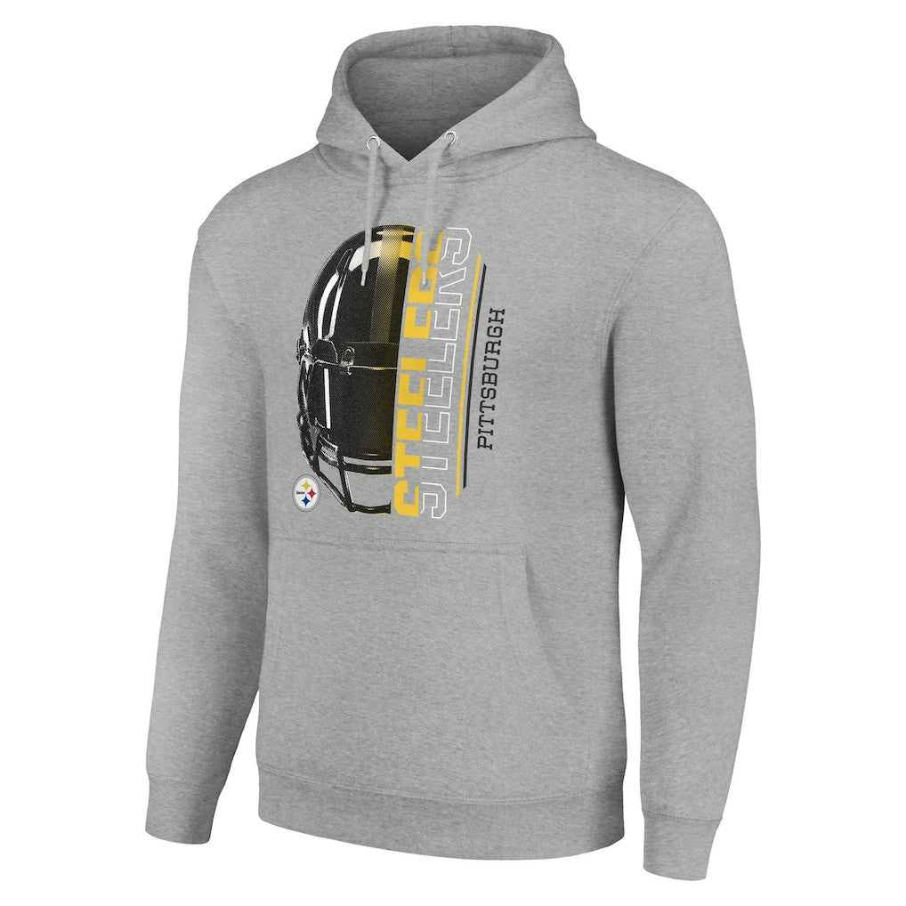 Pittsburgh Steelers Starter Unisex Half Helmet Logo Pullover Hoodie Heather Gray - NFL