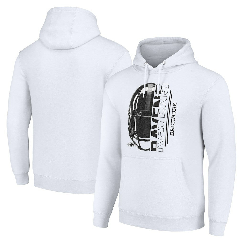 Baltimore Ravens Starter Unisex Half Helmet Logo Pullover Hoodie White - NFL