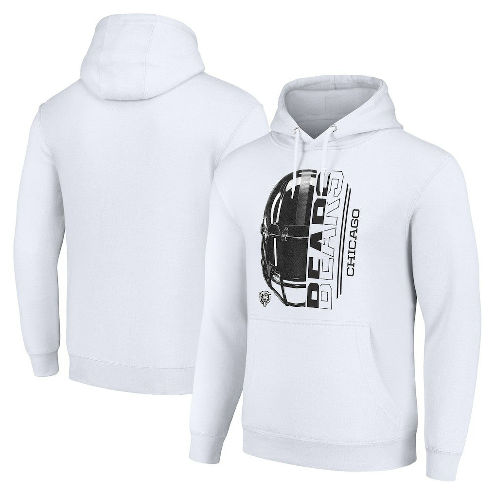 Chicago Bears Starter Unisex Half Helmet Logo Pullover Hoodie White - NFL