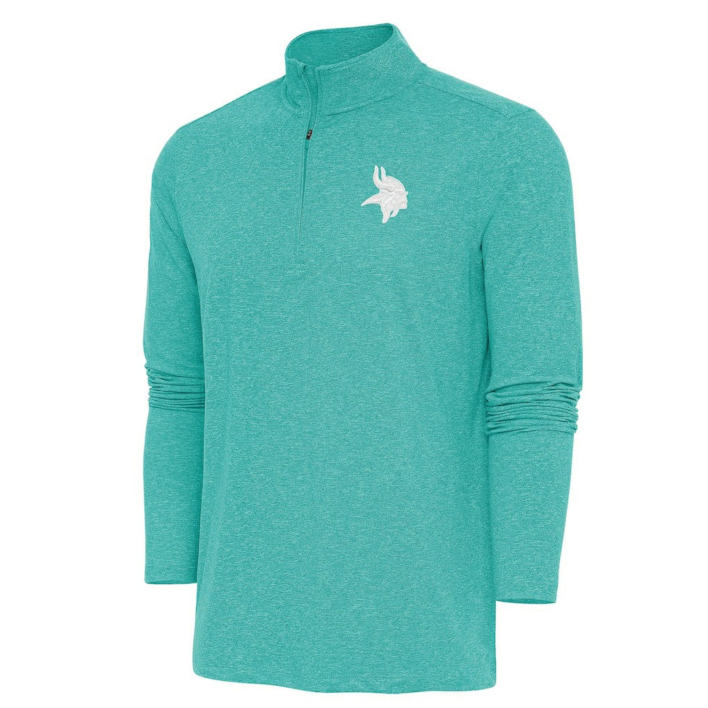 Minnesota Vikings Antigua Hunk Quarter-Zip Pullover Top Heather Aqua - NFL