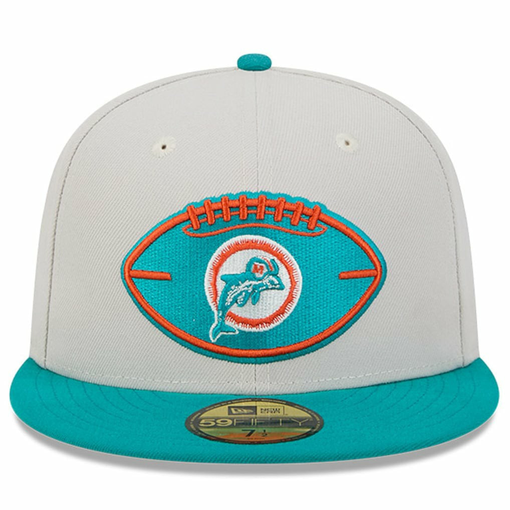 Miami Dolphins New Era 2024 Sideline Historic 59FIFTY Fitted Hat Stone/Aqua - NFL
