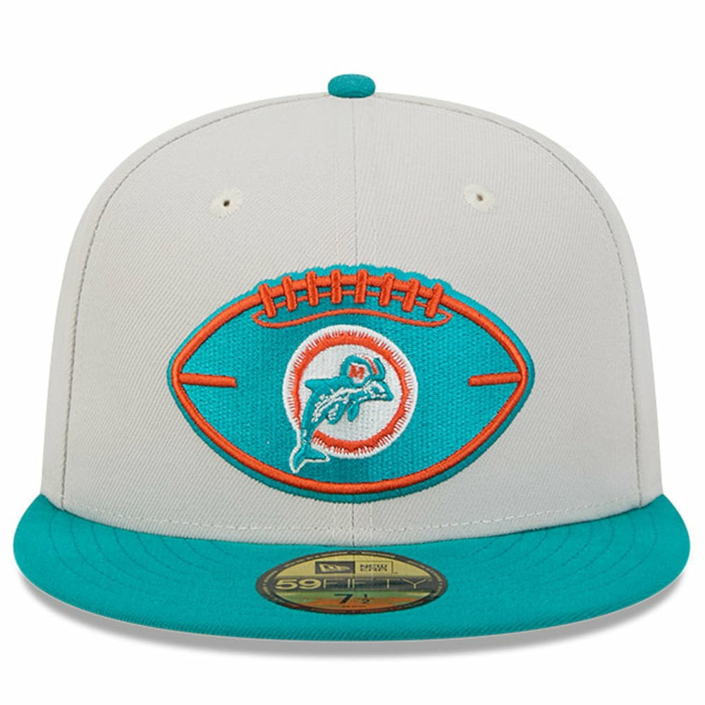 Miami Dolphins New Era 2024 Sideline Historic 59FIFTY Fitted Hat Stone/Aqua - NFL