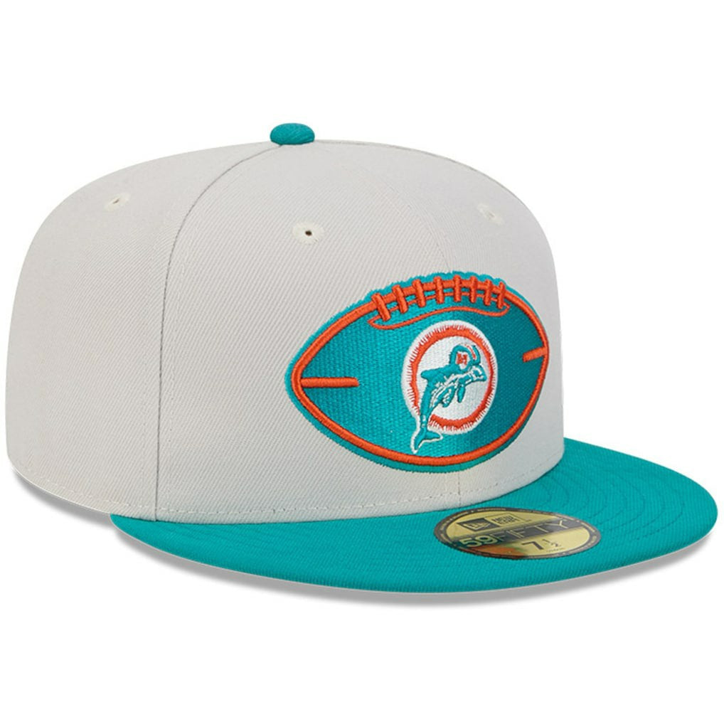 Miami Dolphins New Era 2024 Sideline Historic 59FIFTY Fitted Hat Stone/Aqua - NFL