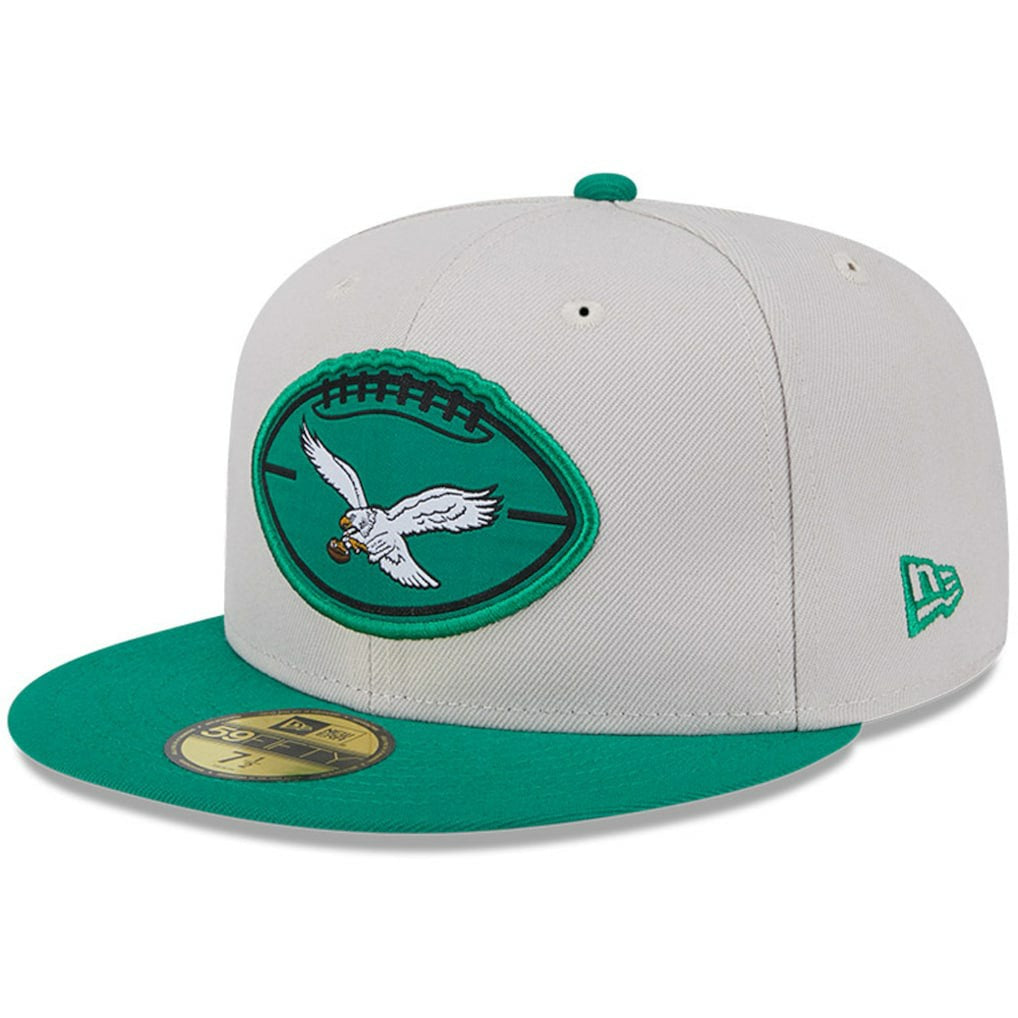 Philadelphia Eagles New Era 2024 Sideline Historic 59FIFTY Fitted Hat Stone/Kelly Green - NFL