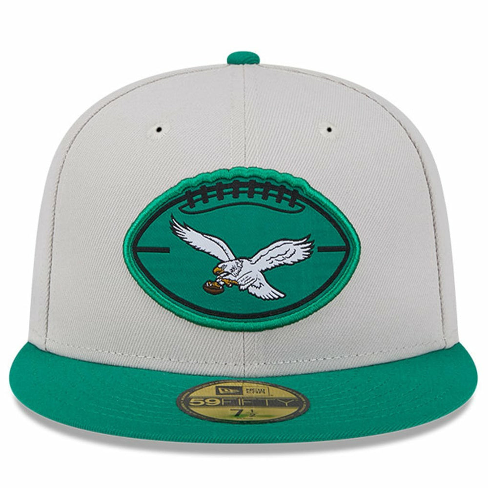 Philadelphia Eagles New Era 2024 Sideline Historic 59FIFTY Fitted Hat Stone/Kelly Green - NFL