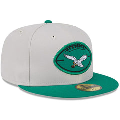 Philadelphia Eagles New Era 2024 Sideline Historic 59FIFTY Fitted Hat Stone/Kelly Green - NFL