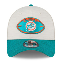 Miami Dolphins New Era 2024 Sideline Historic 39THIRTY Flex Hat Stone/Aqua - NFL