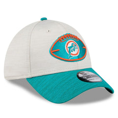 Miami Dolphins New Era 2024 Sideline Historic 39THIRTY Flex Hat Stone/Aqua - NFL