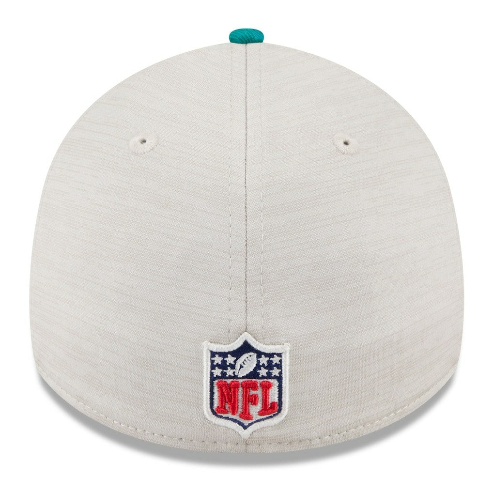 Miami Dolphins New Era 2024 Sideline Historic 39THIRTY Flex Hat Stone/Aqua - NFL