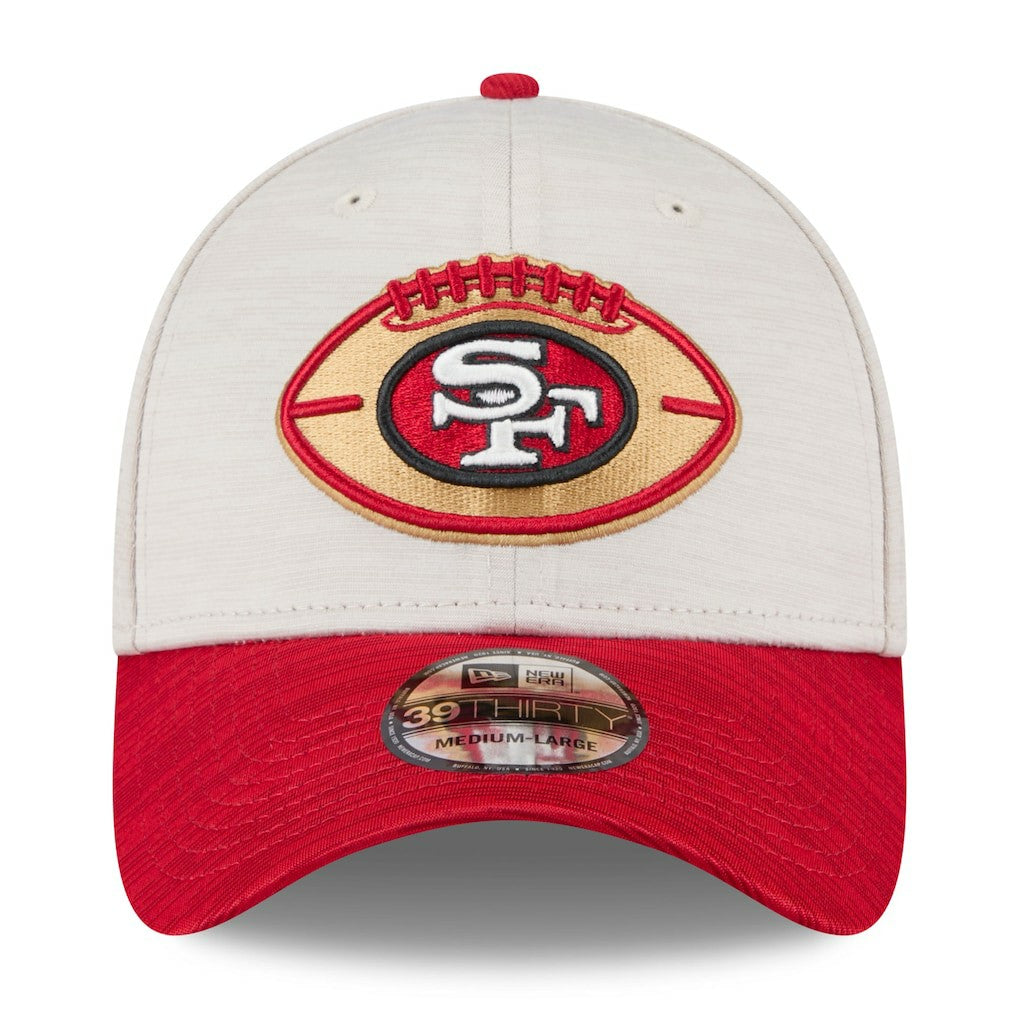 San Francisco 49ers New Era 2024 Sideline Historic 39THIRTY Flex Hat Stone/Scarlet - NFL