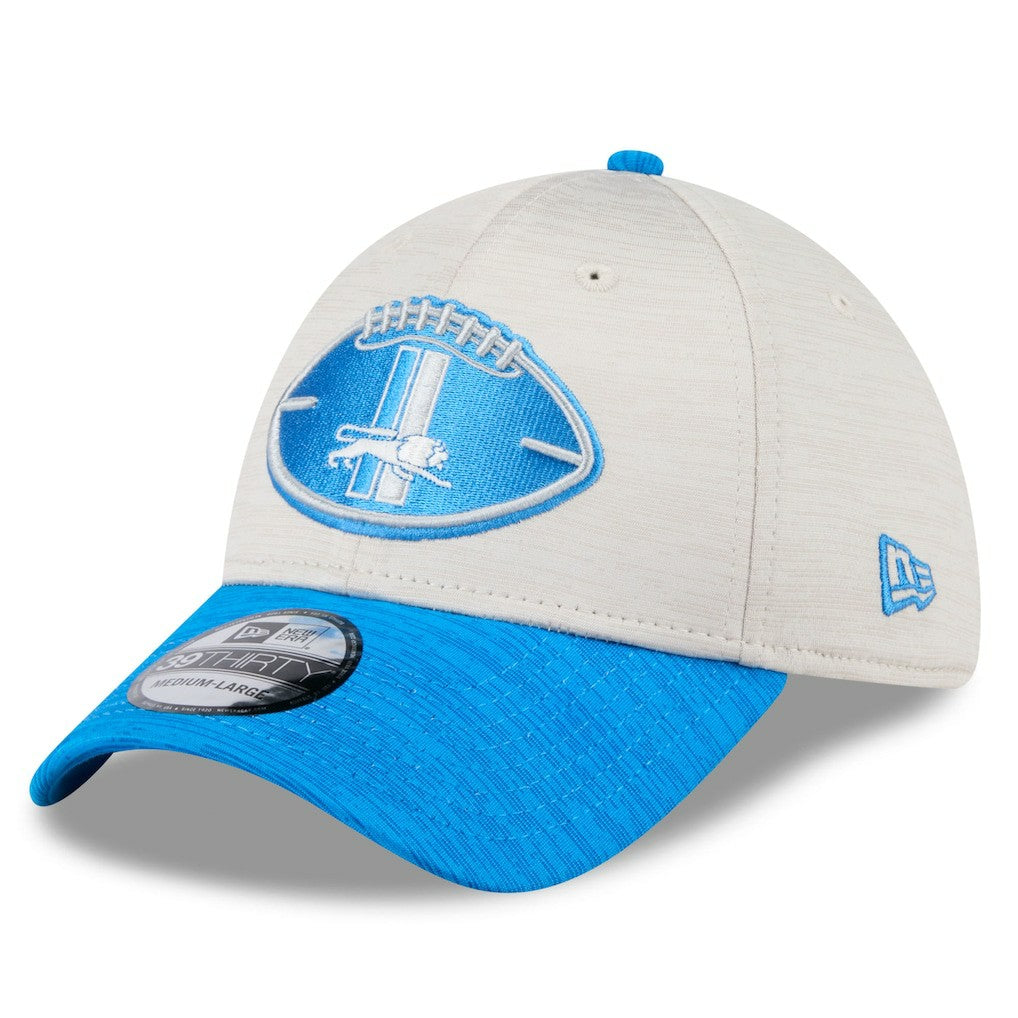 Detroit Lions New Era 2024 Sideline Historic 39THIRTY Flex Hat Stone/Blue - NFL