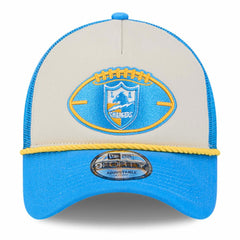 Los Angeles Chargers New Era 2024 Sideline Historic 9FORTY A-Frame Trucker Adjustable Hat Stone/Powder Blue - NFL