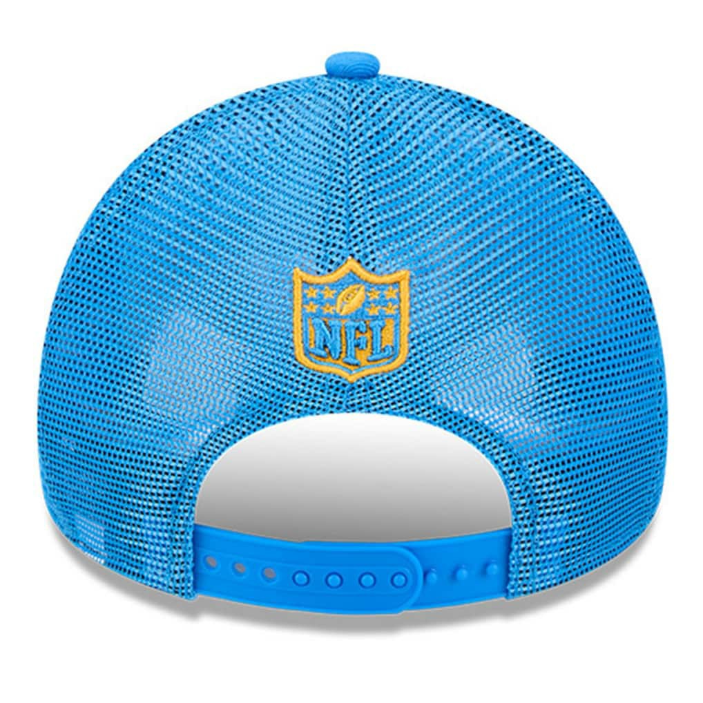 Los Angeles Chargers New Era 2024 Sideline Historic 9FORTY A-Frame Trucker Adjustable Hat Stone/Powder Blue - NFL