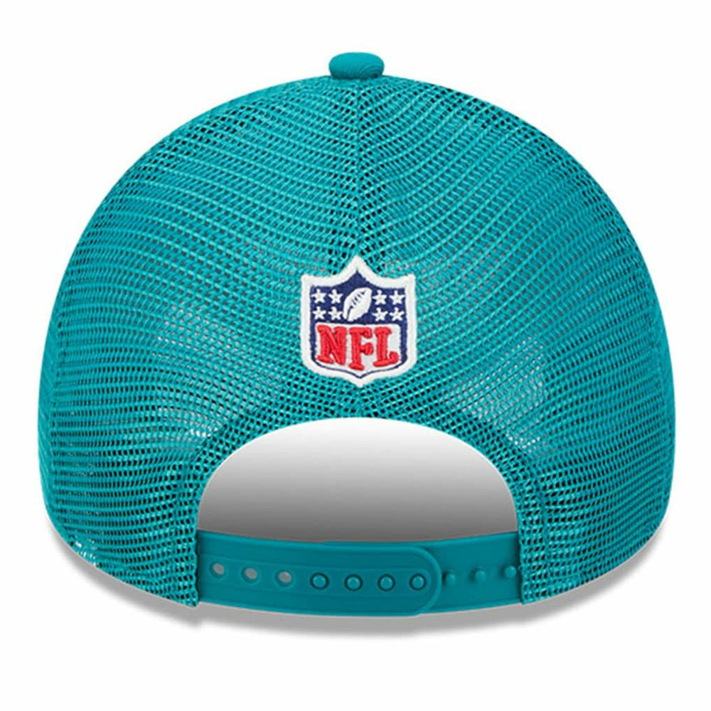 Miami Dolphins New Era 2024 Sideline Historic 9FORTY A-Frame Trucker Adjustable Hat Stone/Aqua - NFL